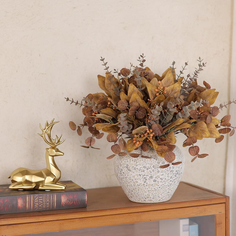 YXZZWL 110 Pcs 5 Kinds Mixed Artificial Eucalyptus Stems and Faux Berry Autumn Fake Eucalyptus Leaves Stems Bulk Branches for DIY Bouquets Floral Arrangement Wedding Home Fall Decorations (Orange) - Image 4