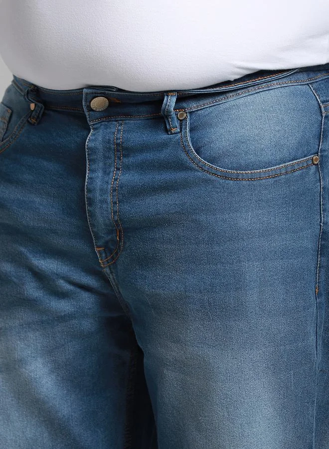 HIGH STAR Plus Size Mid Rise Light Fade Stretchable Jeans by Styli