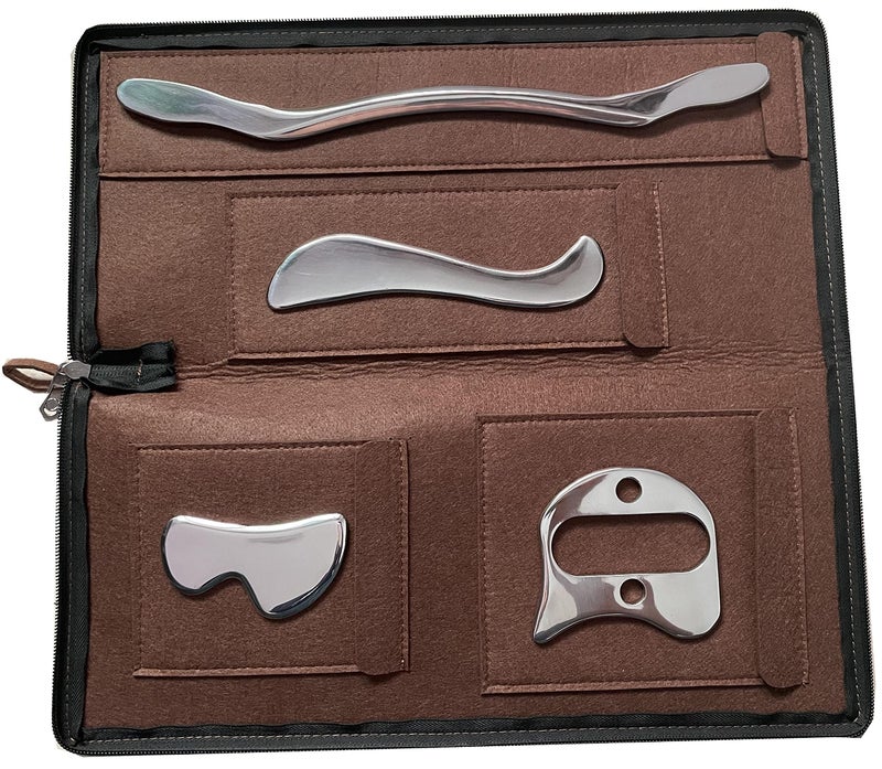 NCCYOOT Gua sha Tool Stainless Steel gua shaSet 4pcs iastm Tool Gussha Massage Tool Muscle Scraping Tool for Soft Tissue Therapy and Reduce ArmsBack Legs Shoulder Muscle PainH1