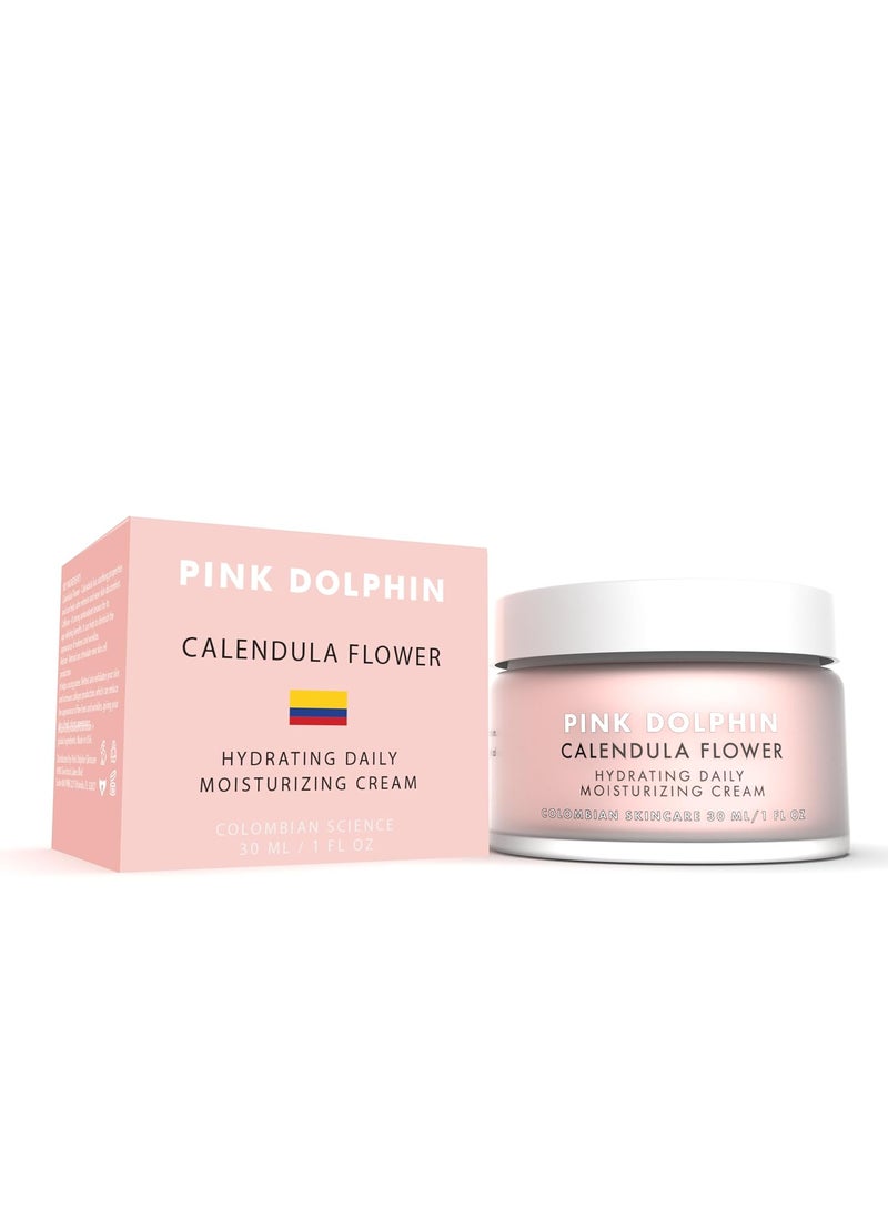 Pink Dolphin - Calendula Cream Hydrating Daily Moisturizer  Natural Calendula Flowers Soothe Irritation  Promote Healing Repairs  Rehydrates Dry Skin Produces Collagen for Ultimate Face  Skin Care  1oz - Image 1