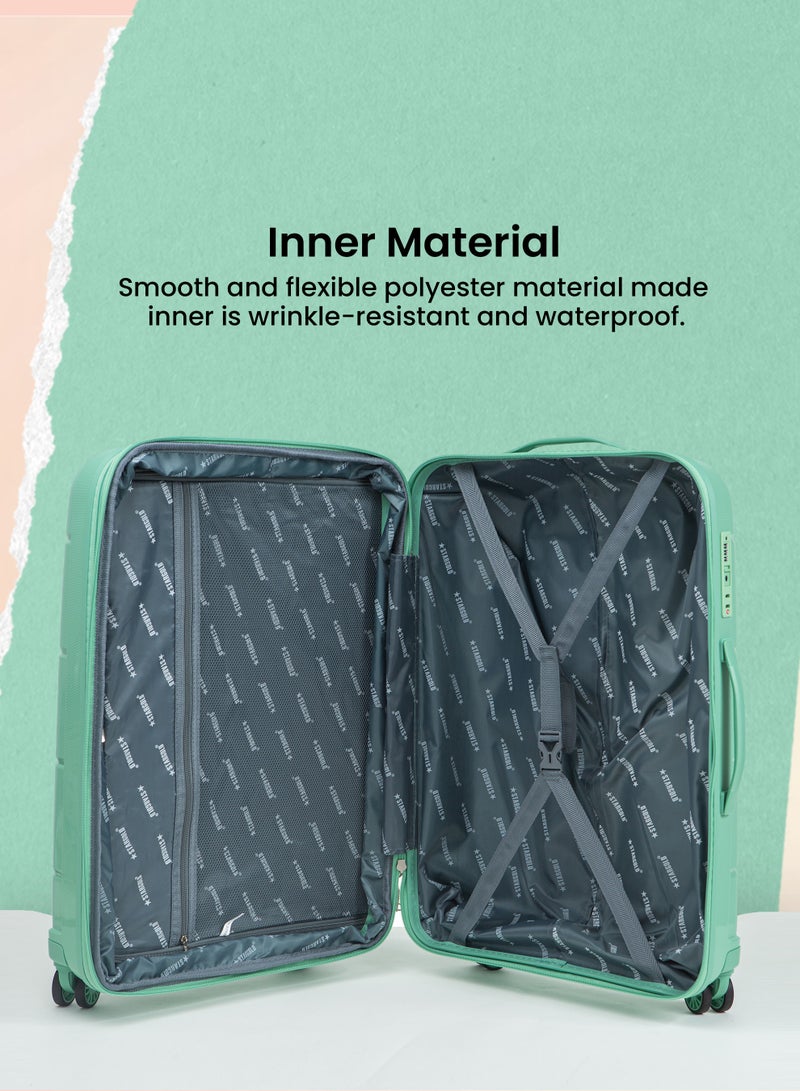 ستارجولد طقم حقائب سفر بعجلات 3 قطع PP حقيبة جانبية صلبة بعجلات دوارة 360 درجة مع قفل TSA - Image 5
