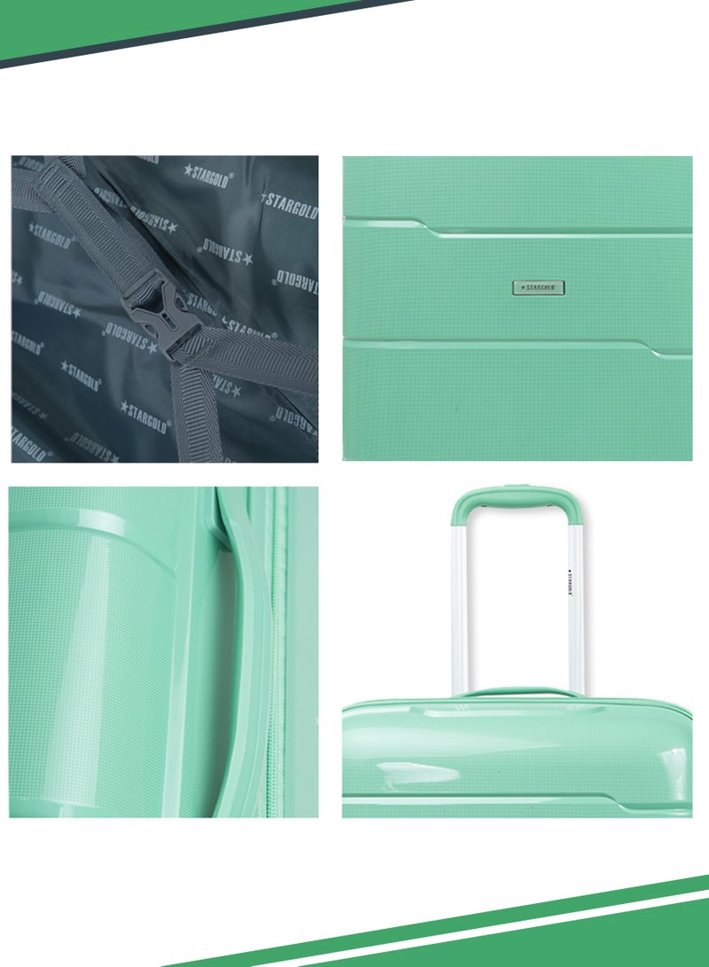 ستارجولد طقم حقائب سفر بعجلات 3 قطع PP حقيبة جانبية صلبة بعجلات دوارة 360 درجة مع قفل TSA - Image 4