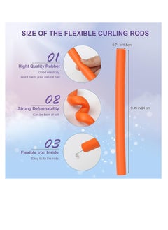 ECVV 10 Pcs Hair Curlers Roll Stick Soft Sponge Hair Curling Roller Flex Silicone Magic Air Foam Roller Bendy Rod Hair Styling Tools |1.8 x 24Cm||Random Color|  - Image 2