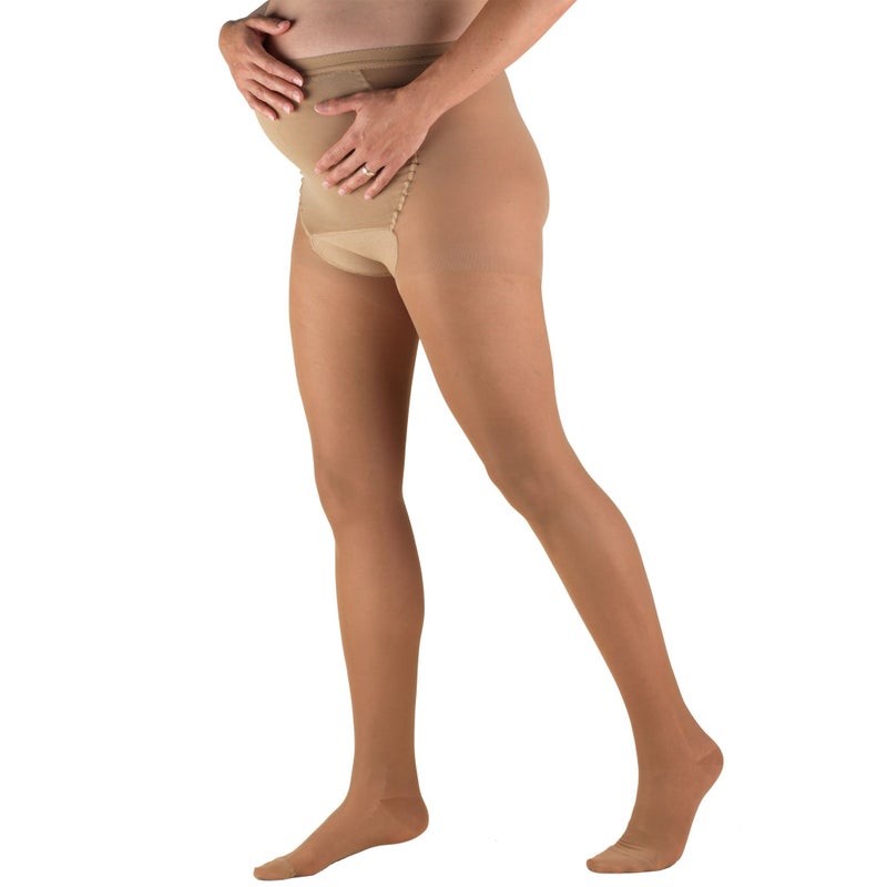 Truform Sheer Maternity Pantyhose 1520 mmHg Compression Tummy Support 20 Denier Beige Medium