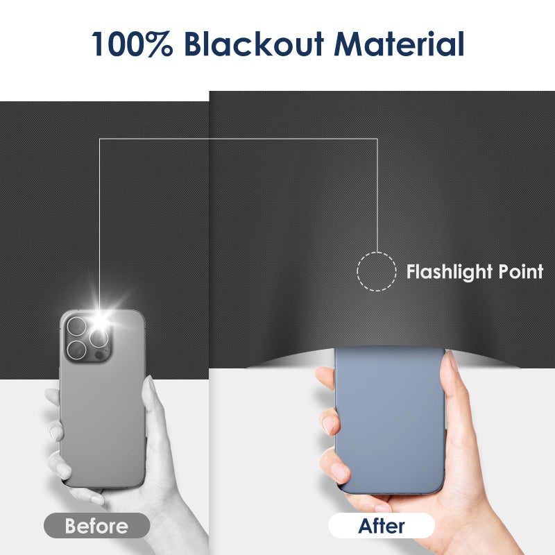 Esteh Blackout Curtains for Bedroom, 63" x 57" Temporary Blackout Shades for Windows, Portable Black Out Blinds Screen with 20 Loop & Hook, 100% Black Out Window Cover Film for Baby Nursery Travel RV-Blacks - Image 3