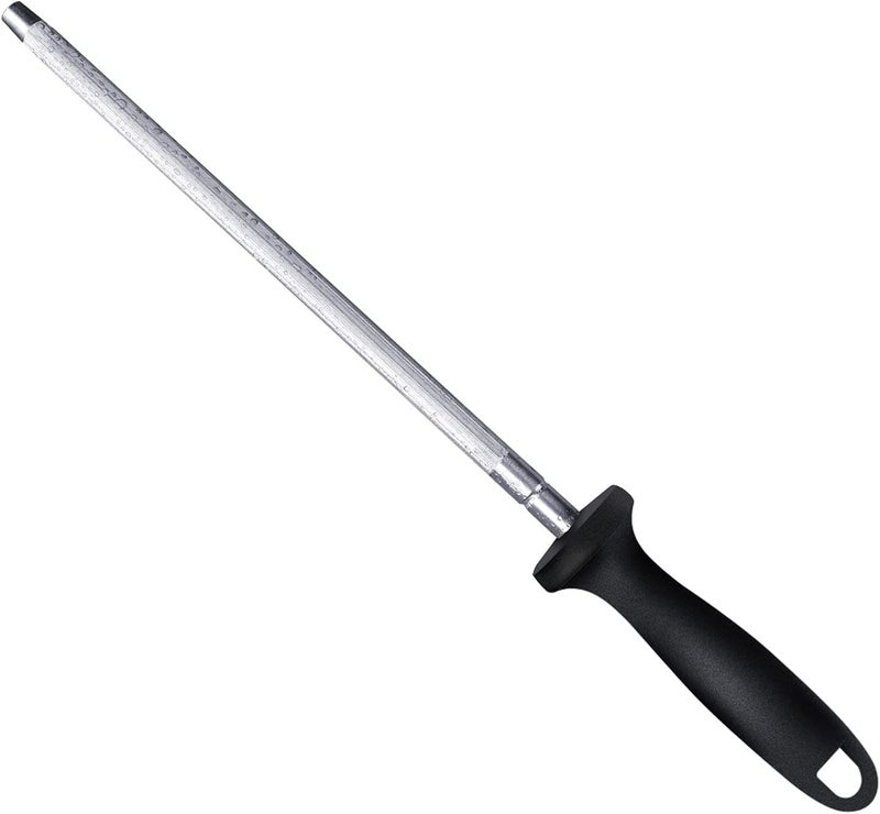 YOMITH Manual Knife Sharpener Stick, Carbon Steel Professional Multi Sharpening with Hanging Holes, Chefs & Household Use (1 PCS, Black) - Image 1