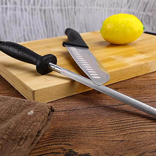 YOMITH Manual Knife Sharpener Stick, Carbon Steel Professional Multi Sharpening with Hanging Holes, Chefs & Household Use (1 PCS, Black) - Image 5
