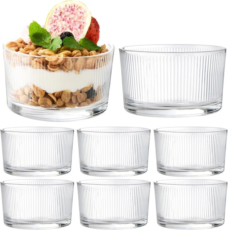 bellemax 200ML Ice Cream Glasses Cups Dishes for Desserts, Milkshake,Fruit and Pudding Glass Serving Bowls, Perfect for Home, Restaurants and Parties Dishwasher Safe (Set of 6) (BX-04) - Image 1