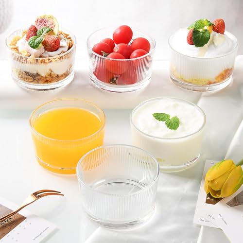 bellemax 200ML Ice Cream Glasses Cups Dishes for Desserts, Milkshake,Fruit and Pudding Glass Serving Bowls, Perfect for Home, Restaurants and Parties Dishwasher Safe (Set of 6) (BX-04) - Image 2
