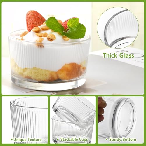 bellemax 200ML Ice Cream Glasses Cups Dishes for Desserts, Milkshake,Fruit and Pudding Glass Serving Bowls, Perfect for Home, Restaurants and Parties Dishwasher Safe (Set of 6) (BX-04) - Image 4