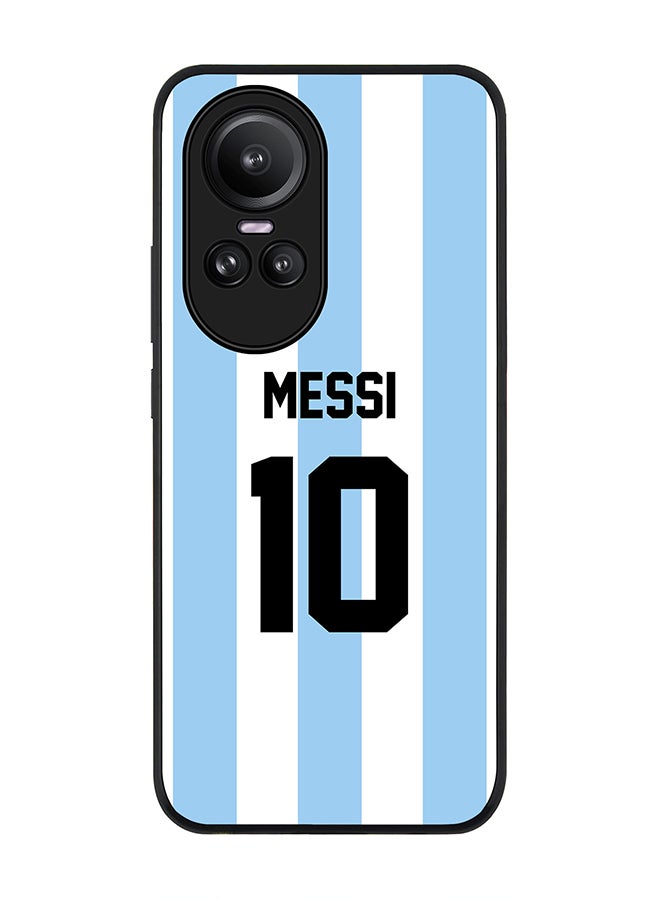 Stylizedd Rugged Black Edge case for Oppo Reno10 / Oppo Reno10 Pro, Custom Slim fit Thin Phone Case Cover - Football Team - Argentina, Player Name - Messi - Image 1