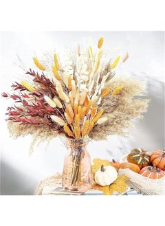 MIXDE Natural Dried Pampas Grass, Boho Decor Fluffy White Pompous Grass Large Reed Bunny Tail Wheat Stalk Decorative Plumes Italian Goldenrod Flower Bouquet for Wedding Fall Home Decor (HS84)  - Image 1