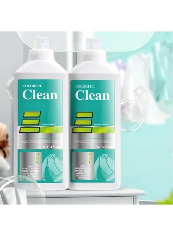 Colorful Clean Color‑Safe Bleach Liquid Laundry Whitener & Booster | Non‑Chlorine Oxygen Formula | Brightens Whites & Colors, Removes - Image 1