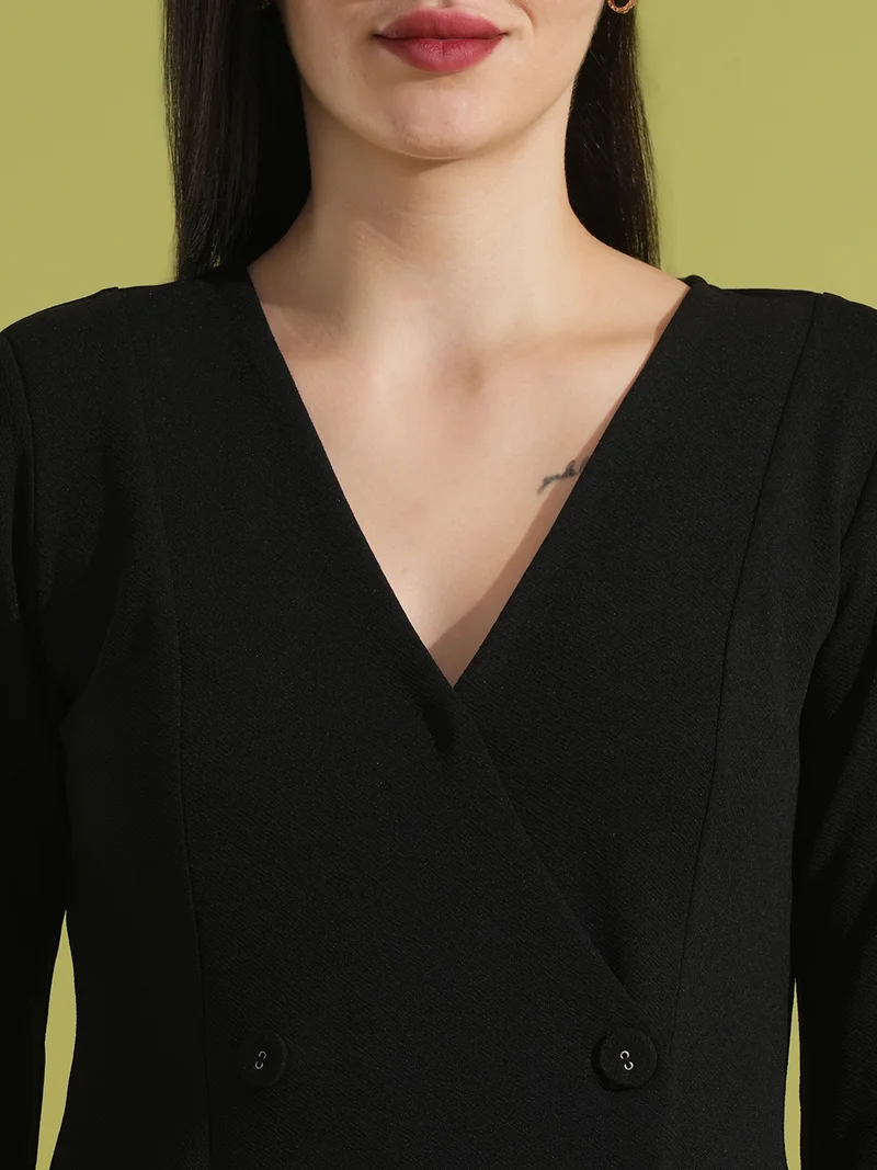 globus Globus Women Ruched Sleeves Hong Button Wrap Dress