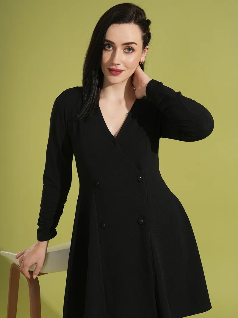 globus Globus Women Ruched Sleeves Hong Button Wrap Dress