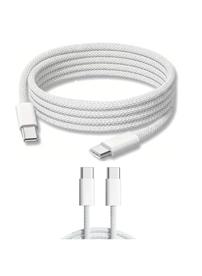 2M 60W USB-C to USB-C Braided Charging Cable, High Speed 480Mbps Data Sync Type C Fast Charger Cord Compatible with iPhone 16/16Pro/16 Pro Max/15/15 Pro/15 Plus/15 Pro Max,iPad Mini/Pro, MacBook Pro/Air, - Image 1