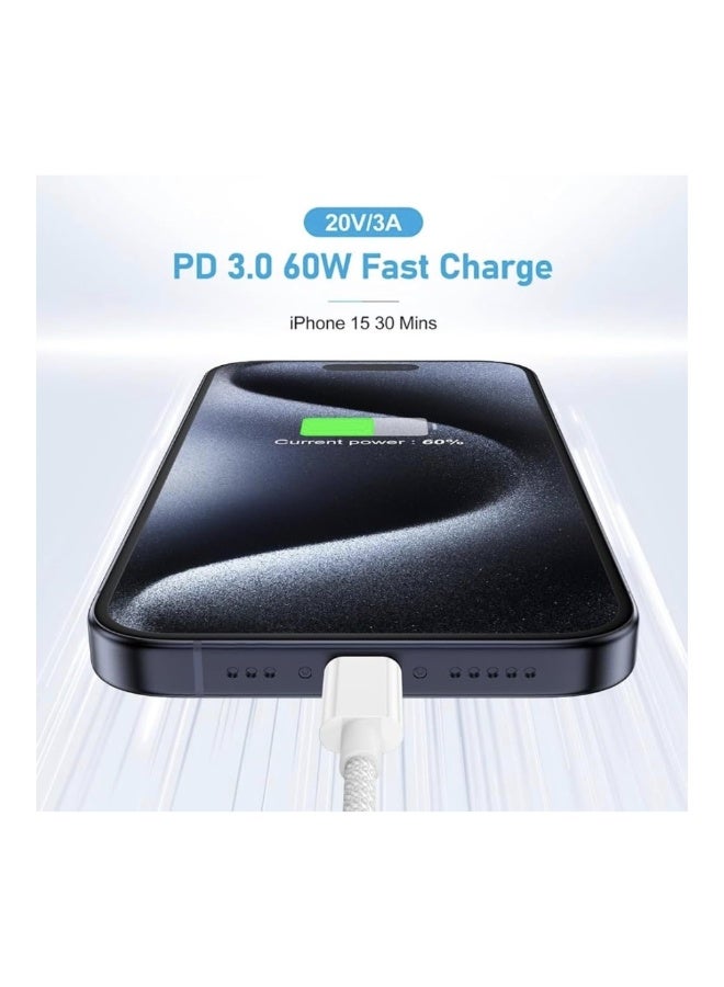 2M 60W USB-C to USB-C Braided Charging Cable, High Speed 480Mbps Data Sync Type C Fast Charger Cord Compatible with iPhone 16/16Pro/16 Pro Max/15/15 Pro/15 Plus/15 Pro Max,iPad Mini/Pro, MacBook Pro/Air, - Image 5