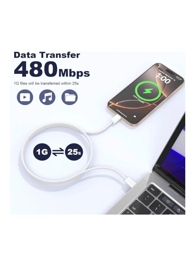 2M 60W USB-C to USB-C Braided Charging Cable, High Speed 480Mbps Data Sync Type C Fast Charger Cord Compatible with iPhone 16/16Pro/16 Pro Max/15/15 Pro/15 Plus/15 Pro Max,iPad Mini/Pro, MacBook Pro/Air, - Image 3