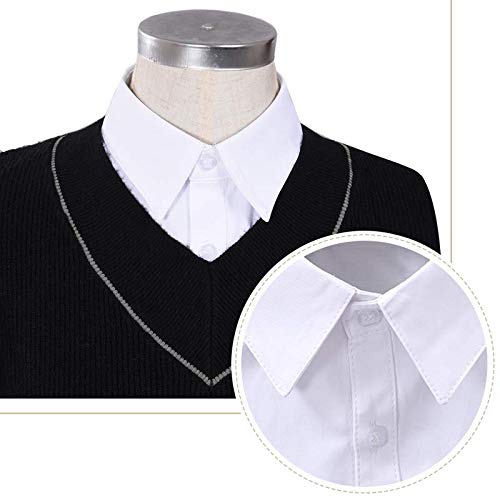 Joyci Men's Fashion OL False Collar Solid Color Lapel Half Shirt Fake Collar (White) - Image 4