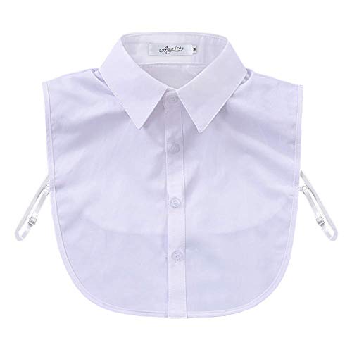 Joyci Men's Fashion OL False Collar Solid Color Lapel Half Shirt Fake Collar (White) - Image 1