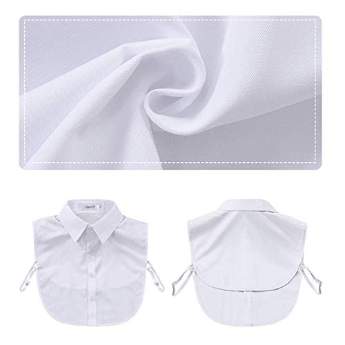 Joyci Men's Fashion OL False Collar Solid Color Lapel Half Shirt Fake Collar (White) - Image 3