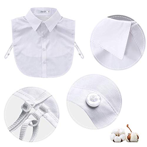 Joyci Men's Fashion OL False Collar Solid Color Lapel Half Shirt Fake Collar (White) - Image 2