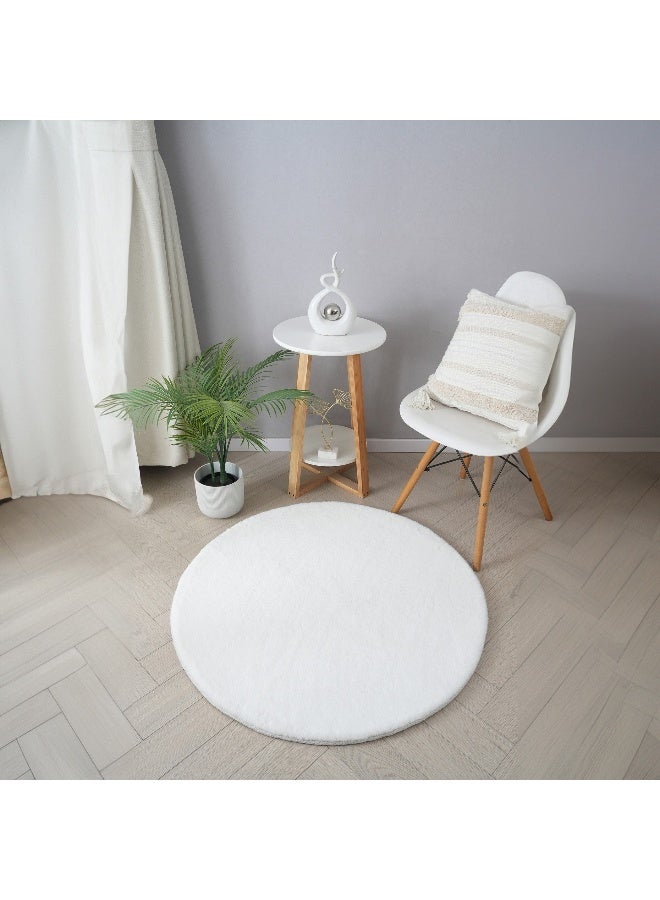 Home Box سجادة دائرية من فرو الأرنب الصناعي 90 x 90 سم - Image 1