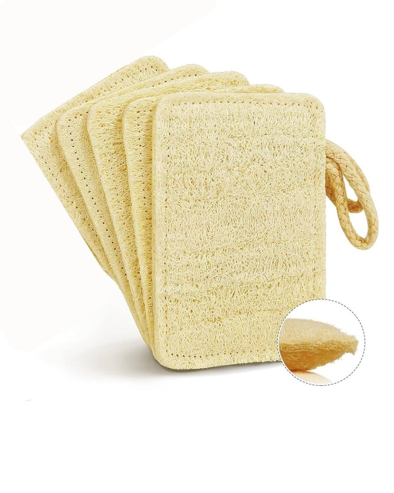 MARMORIS ECOM Natural Loofah Body Scrubber, Organic Eco-Friendly Bath Sponge, Gentle Exfoliating Loofah with Hanging Loop, Ideal for Women & Men, Ridge Gourd Fibre, Lightweight Cleansing Scrub (Rectangle- Pack of 5) - Image 1