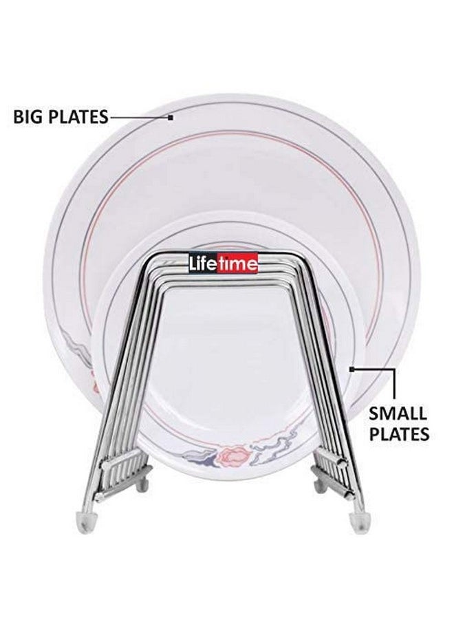 Life Time LIFE TIME Multipurpose Chrome Plated Stainless Steel Dish thali Plate Rack Holder Stand for Kitchen Utensil Rack, Pot lid Holder (6 Sections Plate Rack)  - Image 2