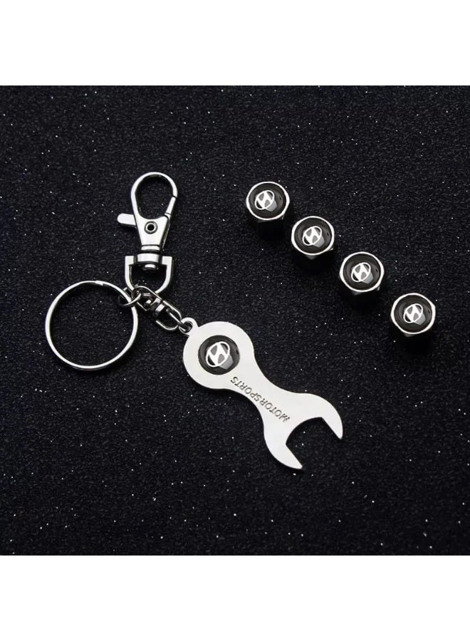 Car tire air valve cover with metal medallion, car tire valve covers, valve kit protects the car's air valve from dirt, dust, and minor air leaks, compatible with Hyundai - Image 3