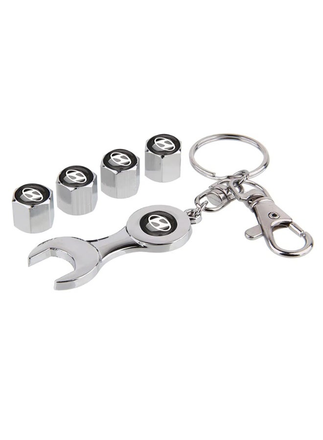 Car tire air valve cover with metal medallion, car tire valve covers, valve kit protects the car's air valve from dirt, dust, and minor air leaks, compatible with Hyundai - Image 1
