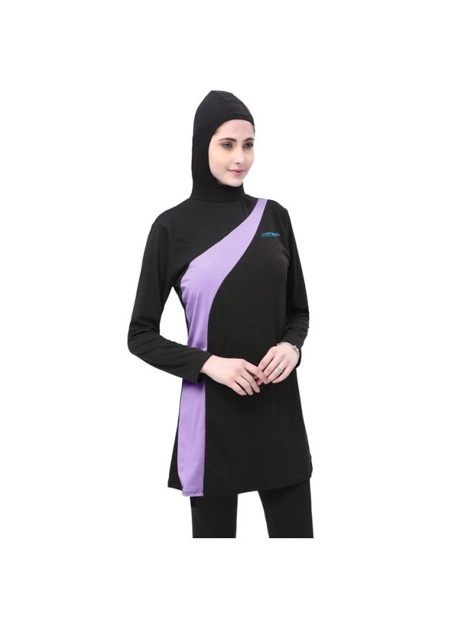 Swim Life Classic Burkini Swimsuits Set Black/Purple - Image 1