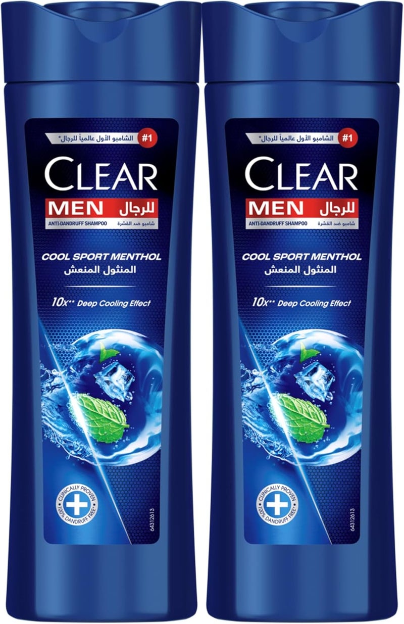 Clear Men Anti-Dandruff Shampoo, Cool Sport Menthol, 2 x 350ml - Image 1
