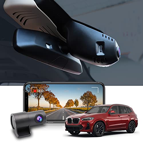 FITCAMX كاميرا داش فيت كام إكس الأمامية 4K + الخلفية 1080P مناسبة لسيارة بي إم دبليو X3 X3 2018-2024 M M40i Sdrive Xdrive30i 30e G01 (HD2-6153)، مظهر OEM، فيديو مزدوج بدقة HD، واي فاي وتطبيق، تسجيل متكرر، حساس G، سهل الإعداد، بطاقة 128GB - Image 1
