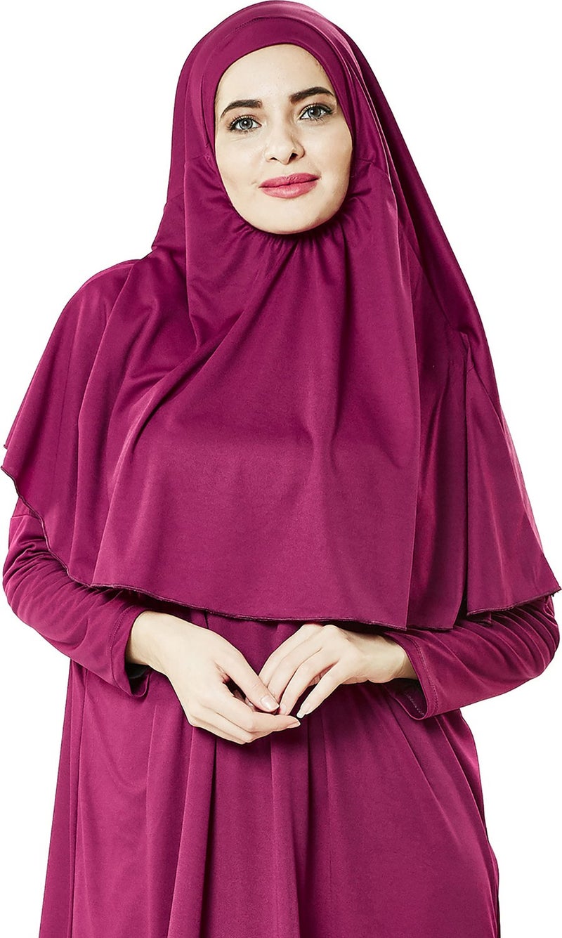 İhvan Ihvan One Piece Prayer Dress - Fuchsia - 5015 and Prayer Rug and Zikirmatik - Triple Set  - Image 4