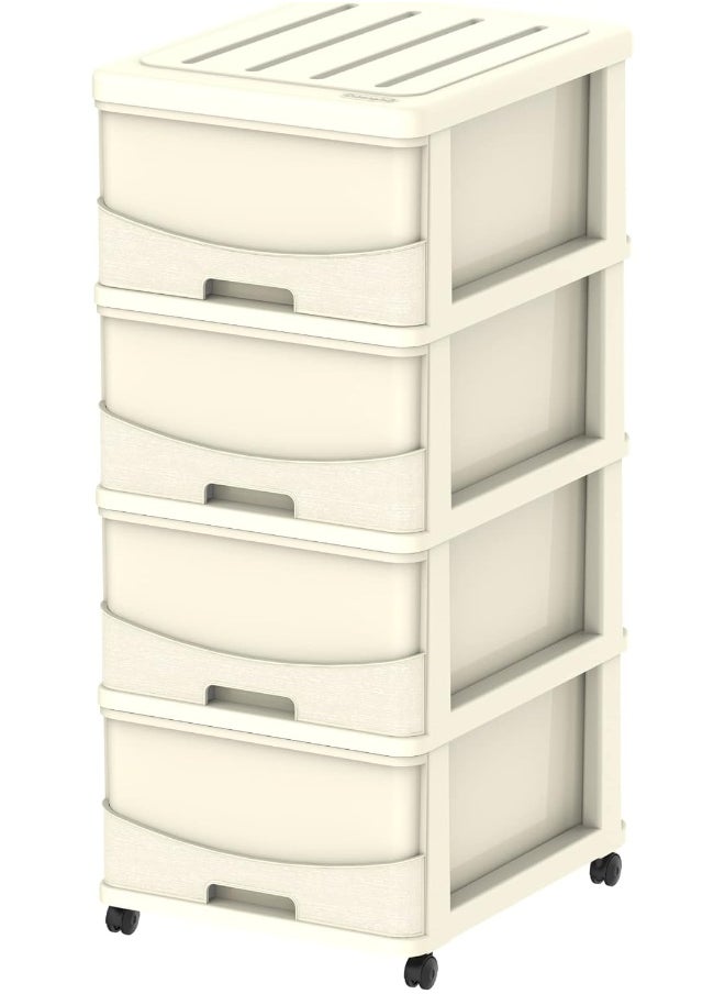 Cosmoplast Cedargrain 4 Tiers Storage Cabinet With Drawers and Wheels  - Image 1