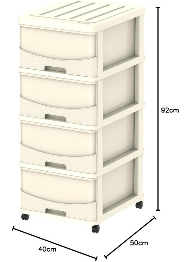 Cosmoplast Cedargrain 4 Tiers Storage Cabinet With Drawers and Wheels  - Image 3
