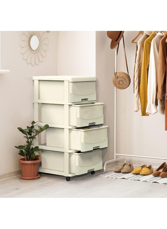 Cosmoplast Cedargrain 4 Tiers Storage Cabinet With Drawers and Wheels  - Image 2