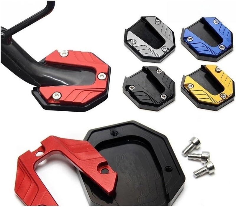 Motorcycle Kickstand Extender Pad CNC Aluminum Alloy Anti Skid Enlarged Base Titanium Color - Image 3