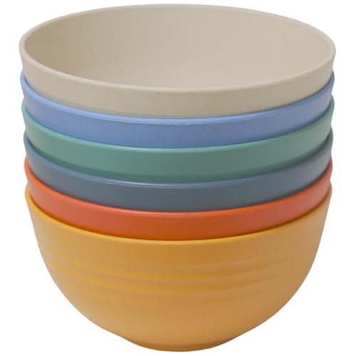 LuckyZone Unbreakable Cereal Bowls - 24 oz Reusable Wheat Straw Bowl Set of 6 - Dishwasher & Microwave Safe - Perfect for Cereal, Soup and Rice - BPA Free, Healthy & Eco-Friendly (6 Color_H) - Image 1