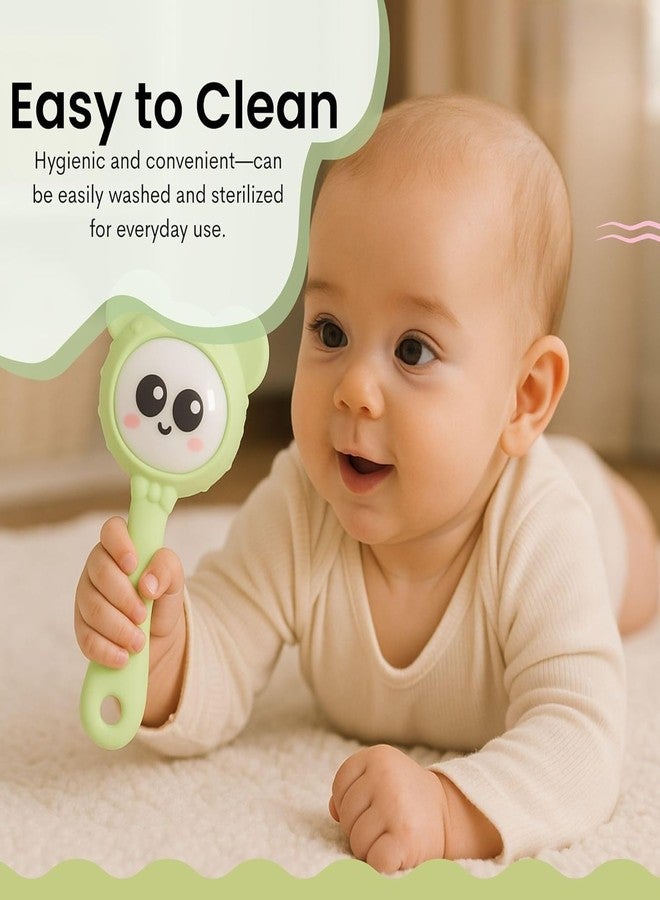Cuteably Panda Baby Rattle Teether, Silicone, BPA-Free, Light Green (Green) - Image 2