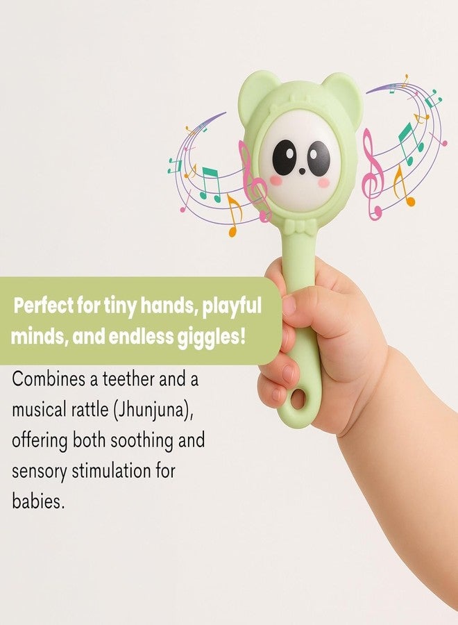 Cuteably Panda Baby Rattle Teether, Silicone, BPA-Free, Light Green (Green) - Image 5