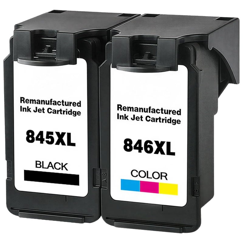 845 846 Ink Cartridge Set, Black & Color (2 Pcs), Compatible with Series Printers, Remanufactured, High Capacity, Easy Refill, Directly from Factory - Image 1