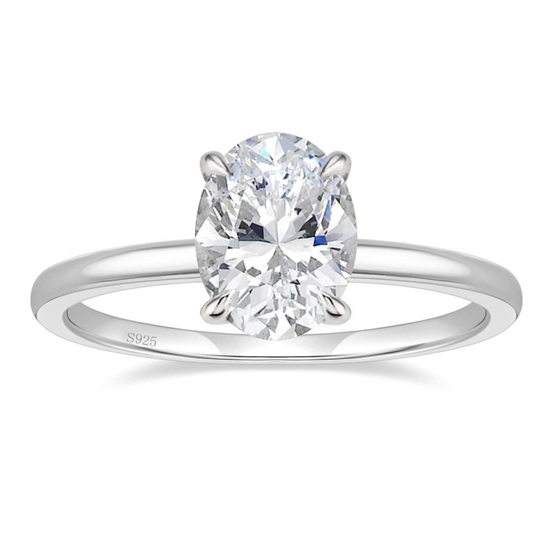 EAMTI 3CT 925 Sterling Silver Engagement Rings Oval Cut Solitaire Cubic Zirconia CZ Wedding Promise Rings for Her Wedding Bands for Women Sizee 8 - Image 1