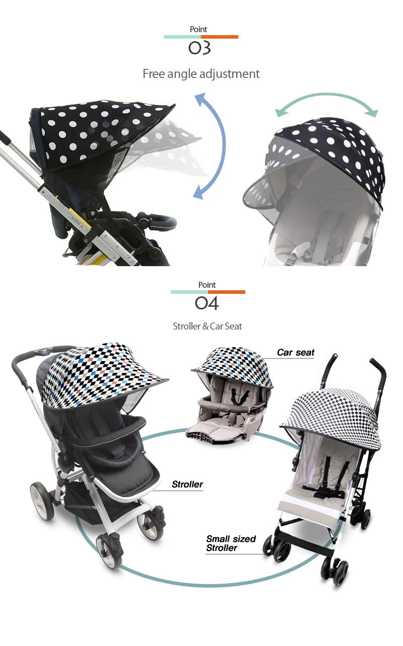 Manito Sun Shade for Strollers and Car Seats - Scandi (Star Grey) UPF 50+ - Image 3