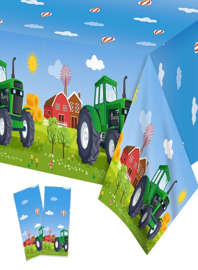BHNACIER 2 Pcs Tractor Party Tablecloths Green Tractor Table Cover for Tractors Birthday Party Decorations Green Farm Table Cover Rectangular Tabecloth for Farms Themed Birthday Partys Supplies, 54x87In - Image 1