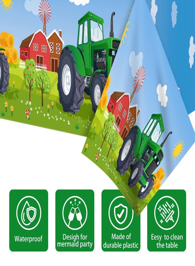 BHNACIER 2 Pcs Tractor Party Tablecloths Green Tractor Table Cover for Tractors Birthday Party Decorations Green Farm Table Cover Rectangular Tabecloth for Farms Themed Birthday Partys Supplies, 54x87In - Image 3