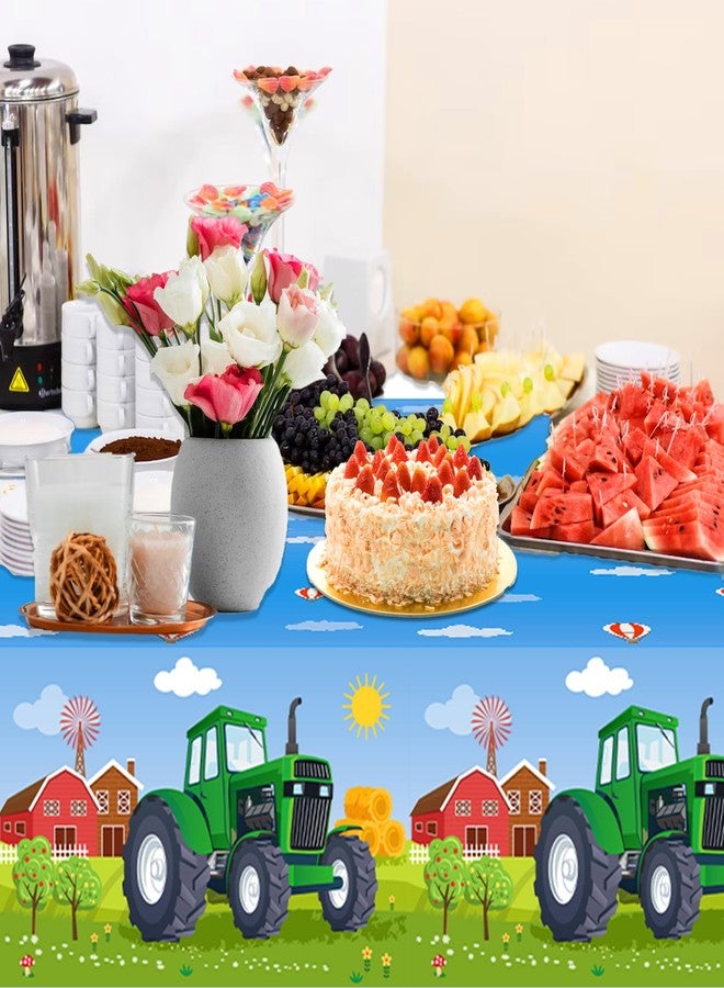 BHNACIER 2 Pcs Tractor Party Tablecloths Green Tractor Table Cover for Tractors Birthday Party Decorations Green Farm Table Cover Rectangular Tabecloth for Farms Themed Birthday Partys Supplies, 54x87In - Image 4