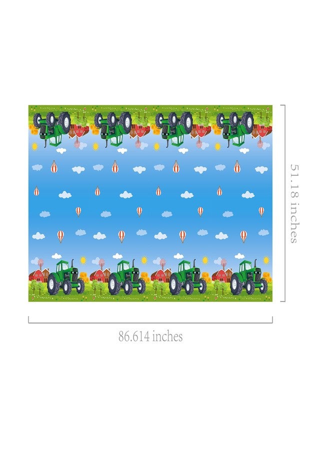 BHNACIER 2 Pcs Tractor Party Tablecloths Green Tractor Table Cover for Tractors Birthday Party Decorations Green Farm Table Cover Rectangular Tabecloth for Farms Themed Birthday Partys Supplies, 54x87In - Image 2