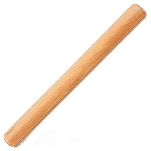 Bamber Wood Rolling Pin for Baking Large Wooden Rolling Dowel Stick Dough Roller for Cookie Dumpling Pastry Pizza Tortilla, 17.3'' by 1.6'' - Image 1